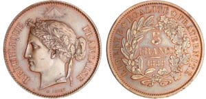 Deuxième république (1848-1852) - 5 francs concours de Rogat 1848 piéfort