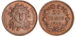 Deuxième république (1848-1852) - 20 francs or concours de Gayard 1848 piéfort