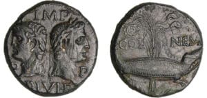Agrippa et Auguste - Dupondius de Nîmes (10-14 av. J.-C., Nîmes)