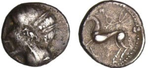 Imitation d'Emporia - Drachme au cheval et à la victoire (IIIème siècle av. J.-C.) (Type du trésor de Bridiers)