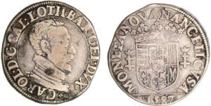 Lorraine - Duché de Lorraine - Charles III - Teston au buste vieux au col plat (Nancy)