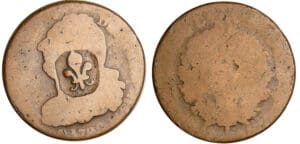 Constitution (1791-1792) - 2 sols au faisceau type FRANCOIS - Contremarque d'une fleur de lis