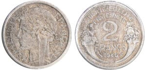 Gouvernement provisoire (1944-1947) - 2 francs Morlon aluminium 1946 double frappe