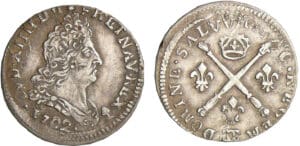 Louis XIV (1643-1715) - 5 sols aux insignes - 1702 CC (Besançon)