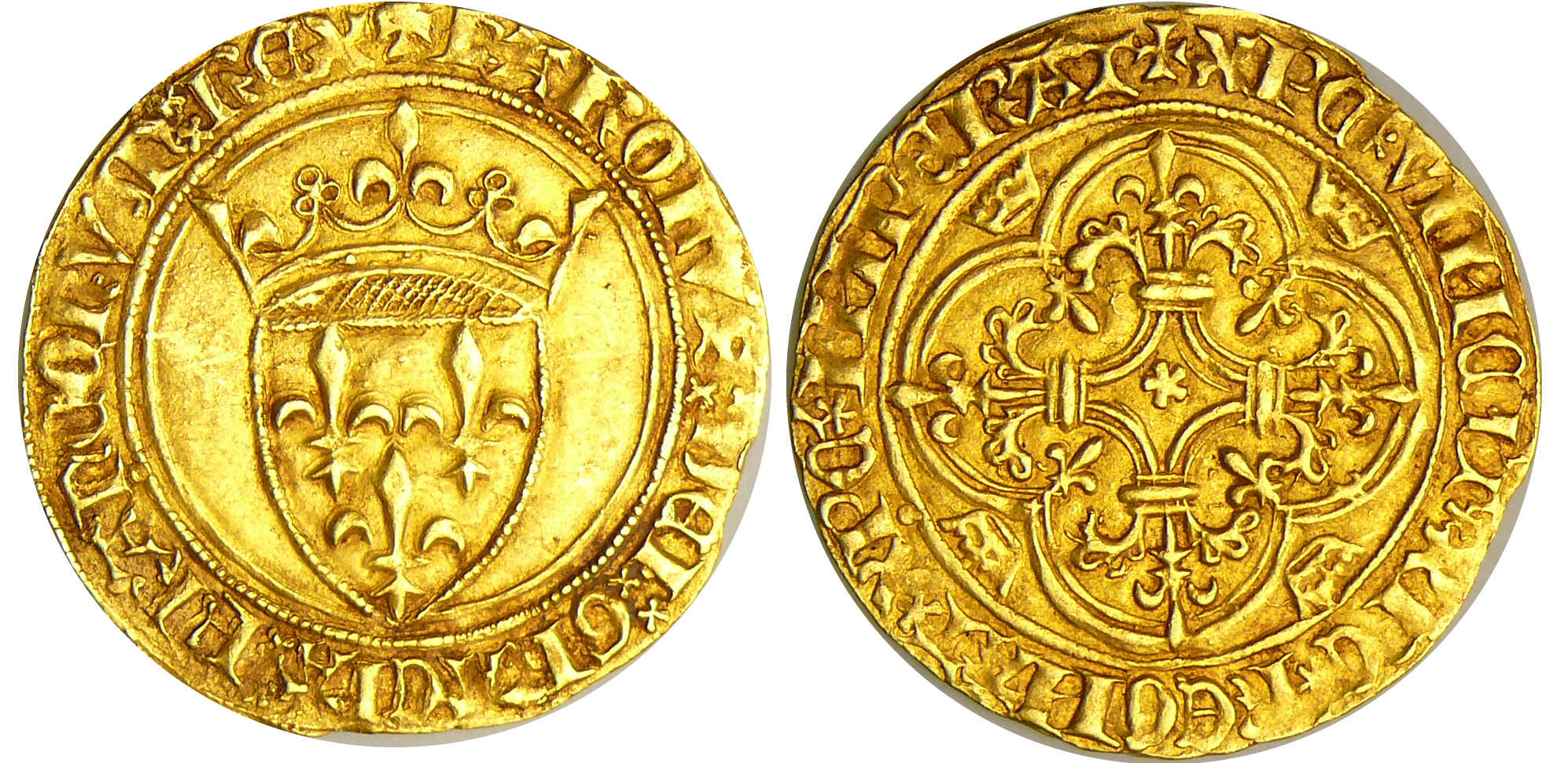 Charles VI (1380-1422) - Ecu d'or à la couronne - 4ème émission - Saint-André de Villeneuve-lès-Avignon Charles VI (1380-1422) - Ecu d'or à la couronne - 4ème émission - Saint-André de Villeneuve-lès-Avignon