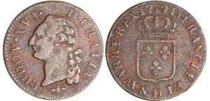 Louis XVI (1774-1792) - Sol - 1791 D (Lyon) 1er sem