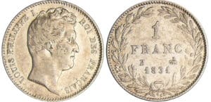 Louis-Philippe Ier (1830-1848) - 1 franc tête nue 1831 B (Rouen)