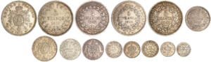 Deuxième république (1848-1852) à Troisième république (1871-1940) - Lot de 14 monnaies en argent