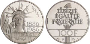 Cinquième république (1959- ) - 100 francs Liberté 1986 piéfort en argent BE
