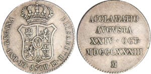 Espagne - Isabel II (1833-1868) - 4 reales médaille de proclamation 1833  (Madrid)