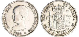 Espagne - Alfonso XIII (1886-1931) - 50 centimos 1892 (Madrid)
