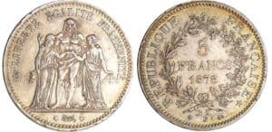 Troisième république (1871-1940) - 5 francs Hercule 1878 K (Bordeaux)