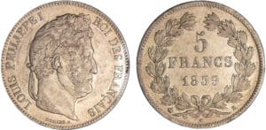 Louis-Philippe Ier (1830-1848) - 5 francs tête laurée 2ème type 1839 B (Rouen)