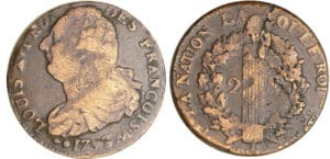 Constitution (1791-1792) - 2 sols au faisceau type FRANCOIS - 1793 AA (Metz)