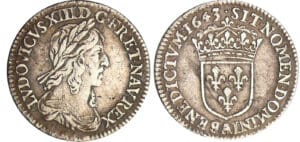 Louis XIII (1610-1643) - 1/12 d'écu du 2ème poinçon de Warin - 1643 A (Paris), Point avec baies