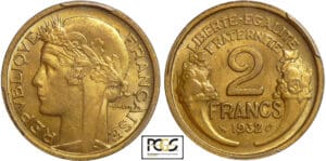 Troisième république (1871-1940) - 2 francs Morlon bronze-alu - 1932