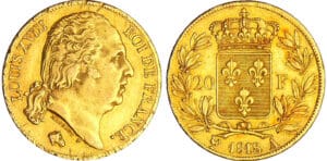 Louis XVIII (1815-1824) - 20 francs au buste nu 1818 A (Paris)