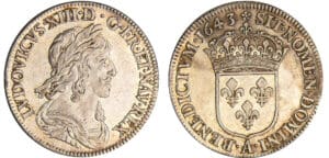 Louis XIII (1610-1643) - ¼ d'écu du 2ème poinçon de Warin - 1643 A (Paris) Rose sans baies