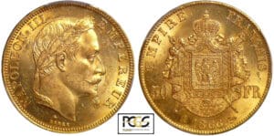 Napoléon III (1852-1870) - 50 francs tête laurée 1866 A (Paris)