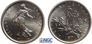 Cinquième république (1959- ) - 5 francs Semeuse 1971 piéfort