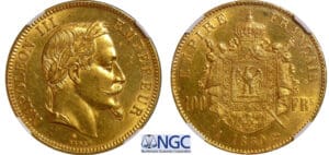 Napoléon III (1852-1870) - 100 francs tête laurée 1869 A (Paris)