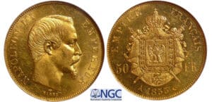 Napoléon III (1852-1870) - 50 francs tête nue 1855 A (Paris)