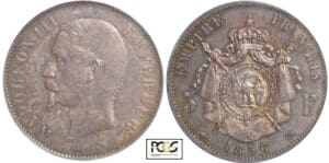 Napoléon III (1852-1870) - 5 francs tête nue 1856 A (Paris)