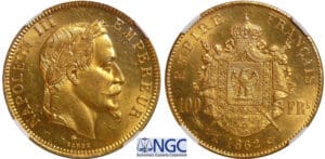 Napoléon III (1852-1870) - 100 francs tête laurée 1862 A (Paris)