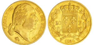 Louis XVIII (1815-1824) - 20 francs au buste nu 1820 W (Lille)