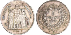 Directoire (1795-1799) - 5 francs Hercule union et force An 7 A (Paris)