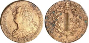 Constitution (1791-1792) - 2 sols au faisceau type FRANCOIS 1792 R (Orléans)