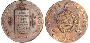Convention (1792-1795) - 2 sols à la balance - An II - 1793 B (Rouen) refrappe