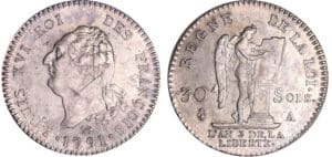 Constitution (1791-1792) - 30 sols type FRANCOIS 1791 A (Paris) 2ème sem