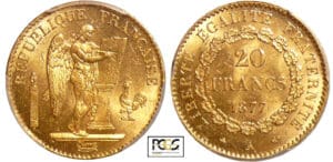 Troisième république (1871-1940) - 20 francs Génie 1877 A (Paris)