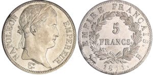 Napoléon 1er (1804-1814) - 5 francs revers empire 1811 B (Rouen)