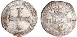 Henri IV (1589-1610) - Quart d'écu à la croix bâtonnée couronnée - 1608 C (Saint-Lô)