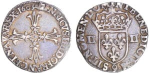 Henri IV (1589-1610) - Quart d'écu à la croix feuillue - 1603 9 (Rennes)