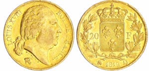 Louis XVIII (1815-1824) - 20 francs au buste nu 1819 Q (Perpignan)