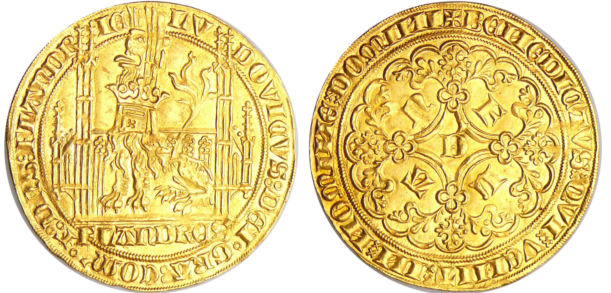 Flandre - Louis de Male - Lion heaumé (Gand) Flandre - Louis de Male - Lion heaumé (Gand)