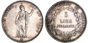 Italie - Gouvernement provisoire - 5 lire 1848 (Milan)