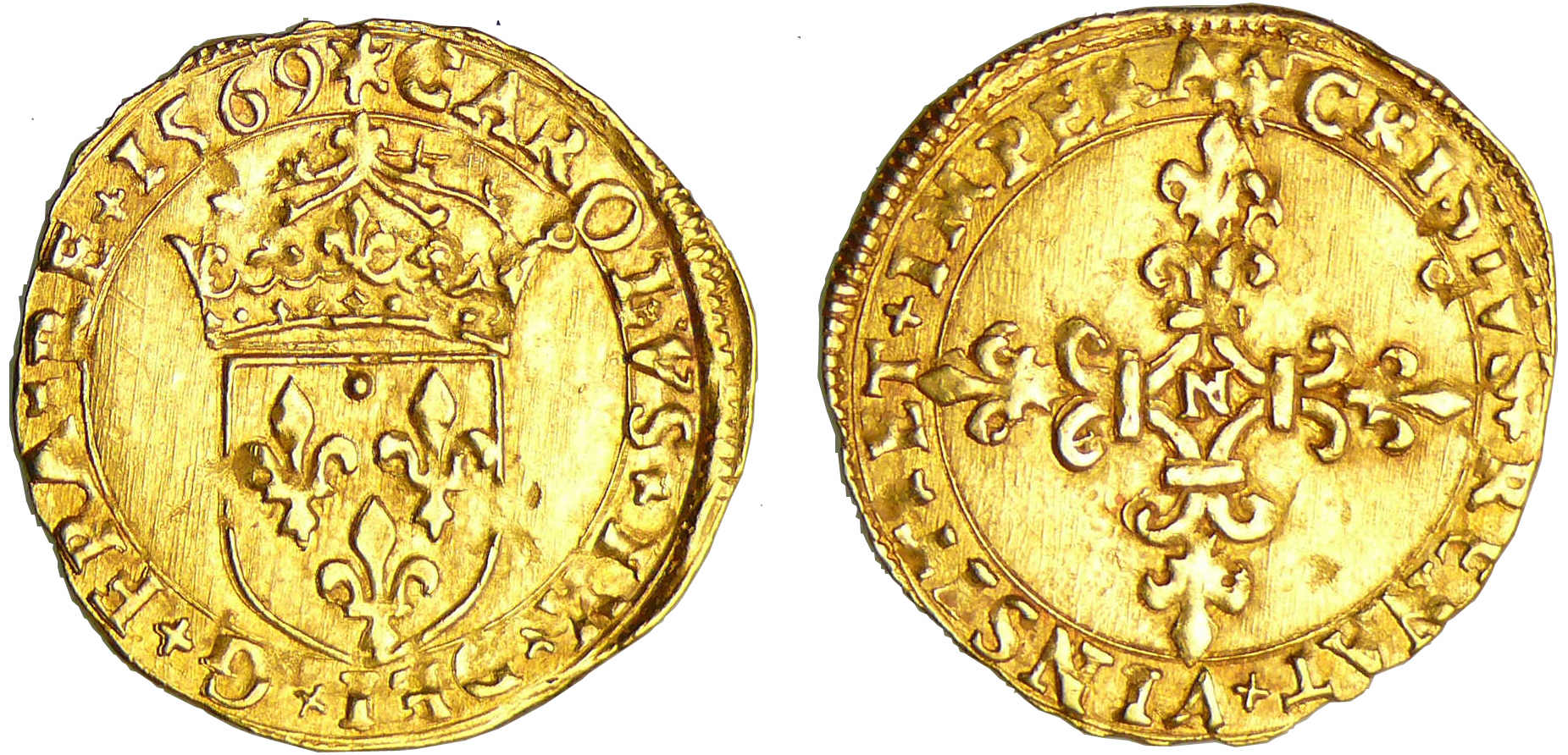 Charles IX (1560-1574) - Ecu d'or - 1er type - 1569 N (Montpellier) Charles IX (1560-1574) - Ecu d'or - 1er type - 1569 N (Montpellier)