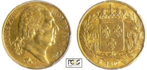 Louis XVIII (1815-1824) - 20 francs au buste nu 1817 W (Lille)