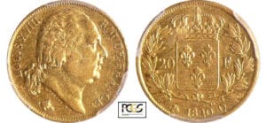 Louis XVIII (1815-1824) - 20 francs au buste nu 1820 Q (Perpignan)