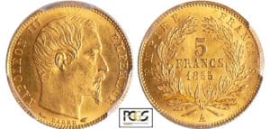 Napoléon III (1852-1870) - 5 francs petit module 1855 A (Paris) tranche cannelée