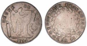 Ecu de 6 livres FRANCOISE 1794 A (Paris) Faux d'époque.