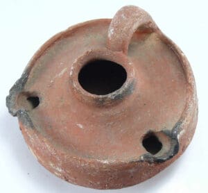 Romain - Lampe à huile en terre cuite (2 becs) - 3ème-5ème siècle