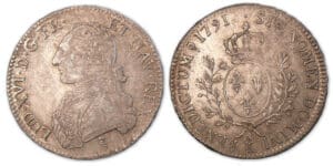 Louis XVI - Ecu aux branches d'olivier 1791 K (Bordeaux).