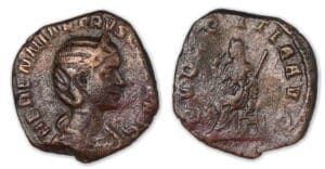 Etruscille - Sesterce (250, Rome) La Pudeur.