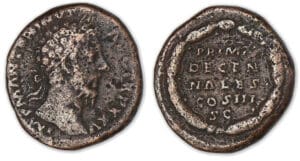 Marc Aurèle - Sesterce (171, Rome) Couronne de laurier.