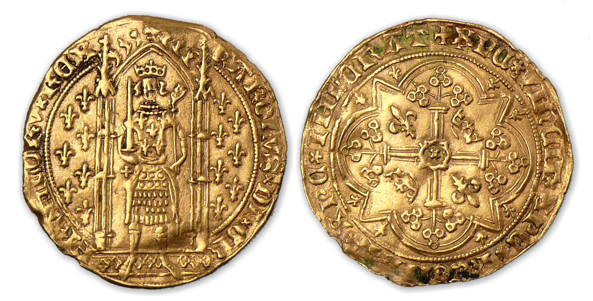 Charles V - Franc or à pied. Charles V - Franc or à pied.